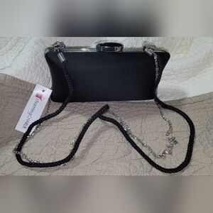 Charming Charlie Black Clutch with Chain Strap